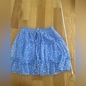 Blue floral ruffle skirt